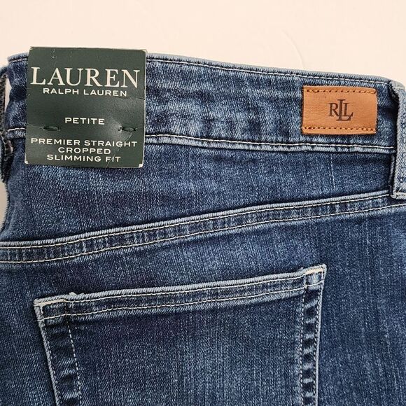 Lauren Ralph Lauren 12P Women Premier Denim Dark Wash Straight Crop Jeans - Picture 6 of 13